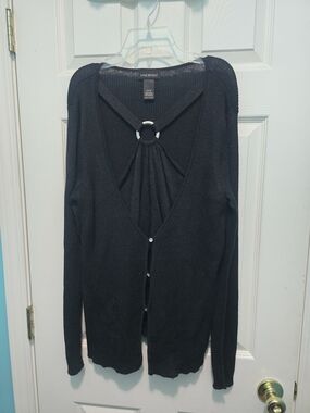 Lane Bryant Black Cardigan with Ring Accent Size 14/16